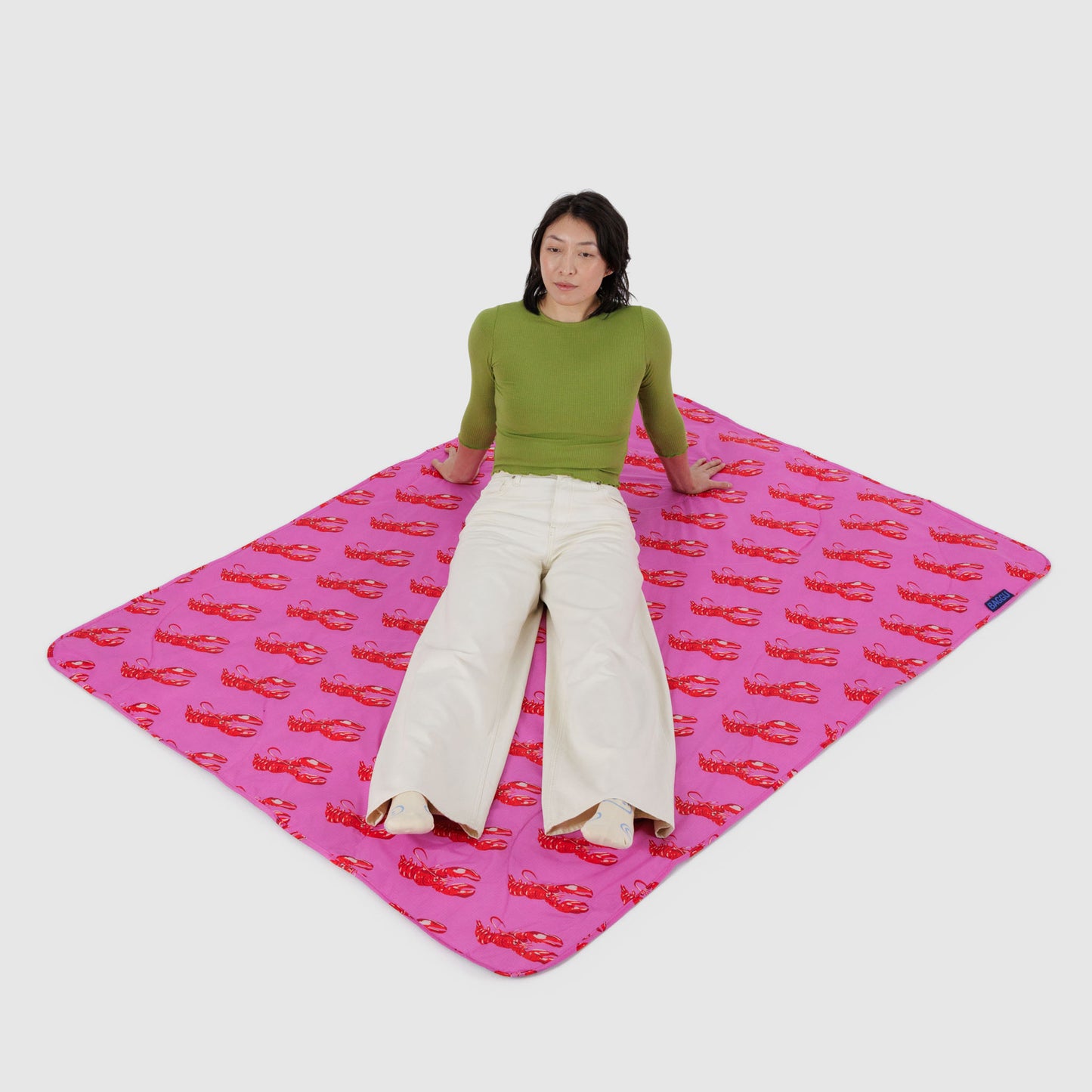 BAGGU Puffy Picnic Blanket: Pink Lobster