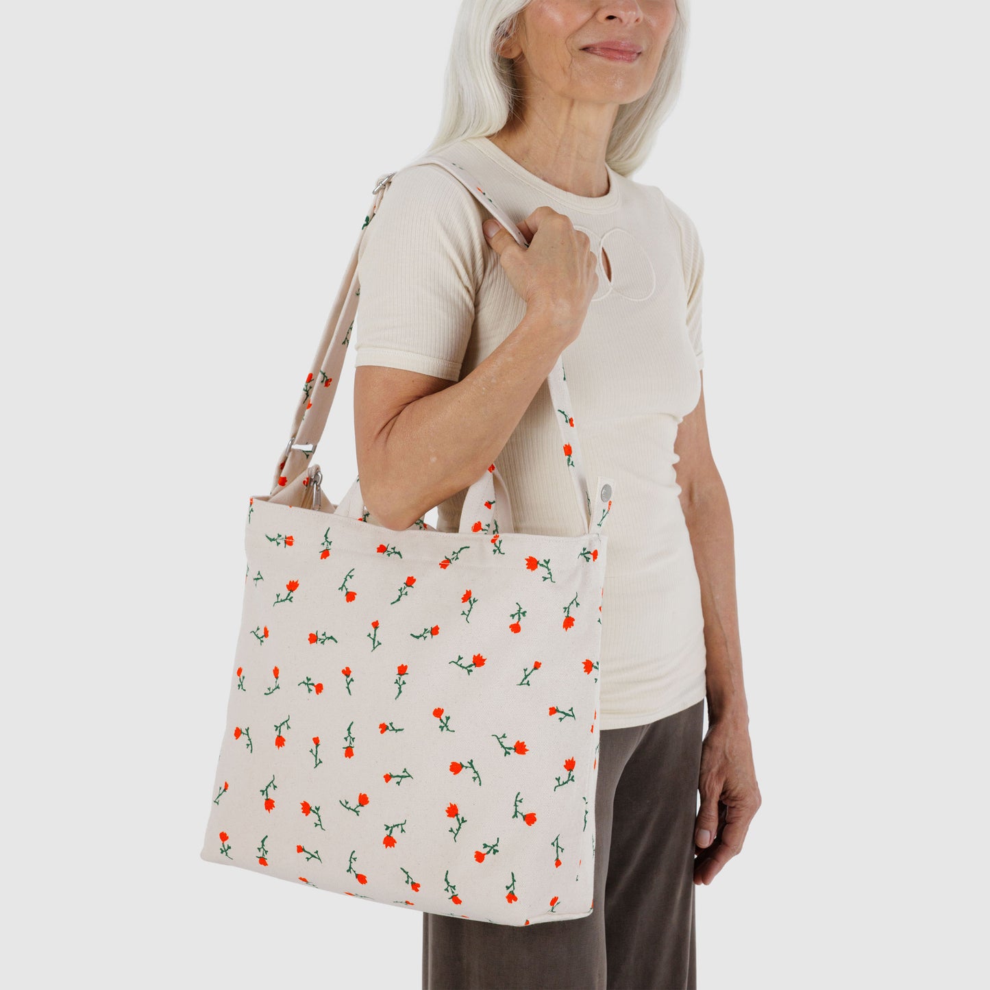 BAGGU Painted Wildflower Horizontal Zip Duck Bag