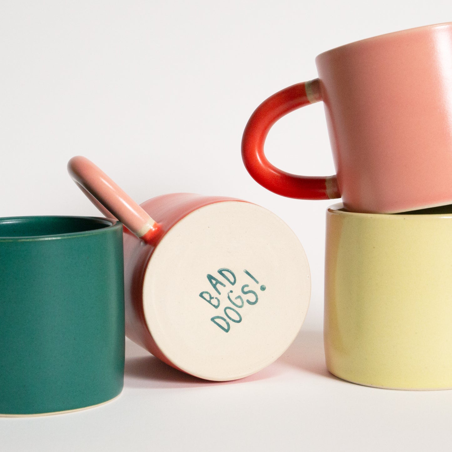 Classic Mug in Bright Red with Rose Handle
