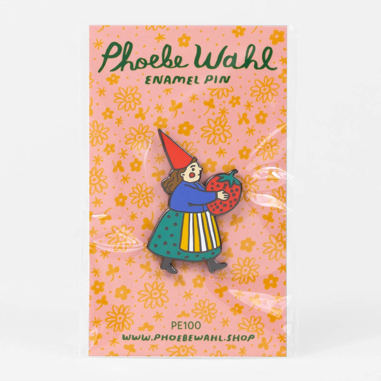 Phoebe Wahl: Strawberry Gnome Enamel Pin