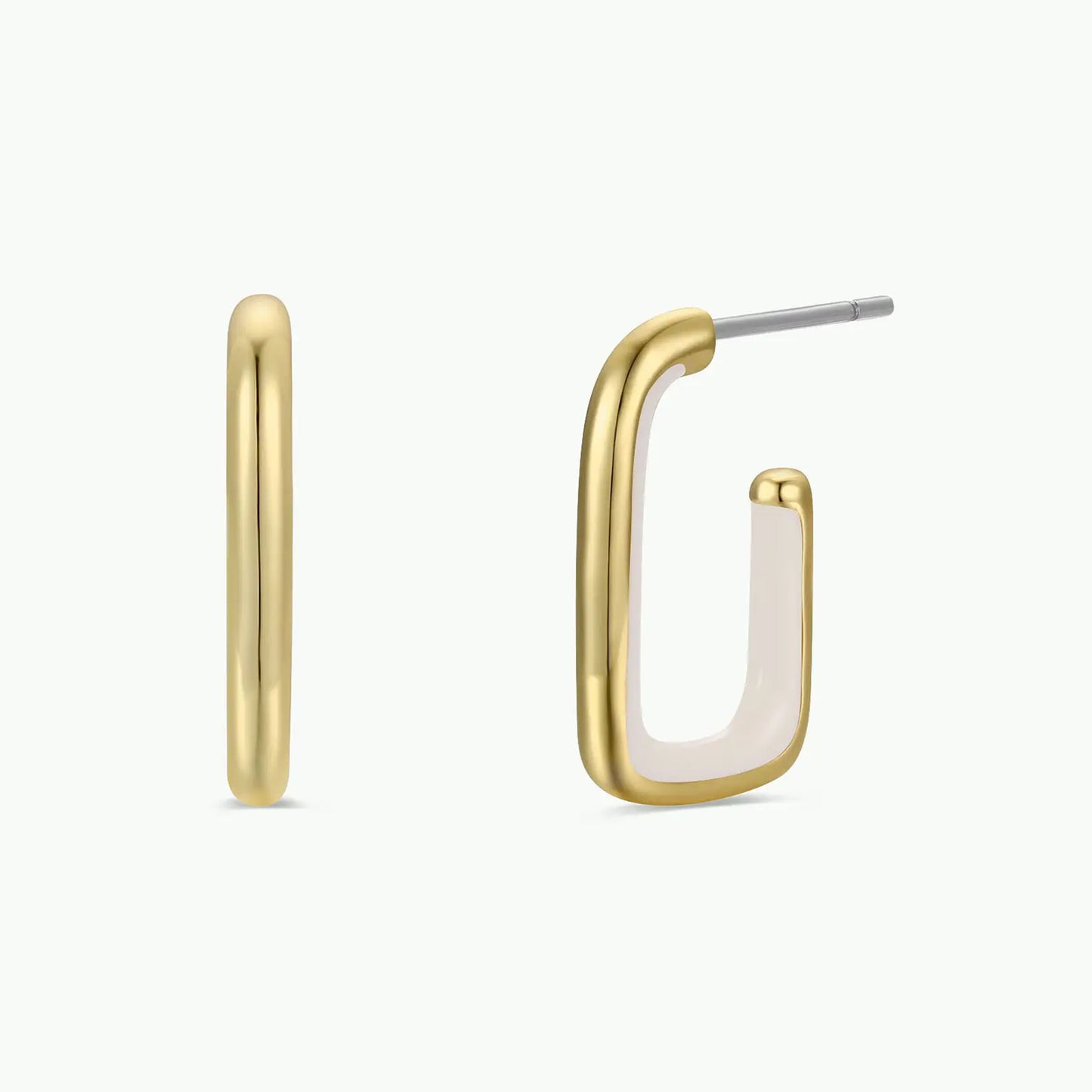 Enamel Large Rectangle Gold Hoops