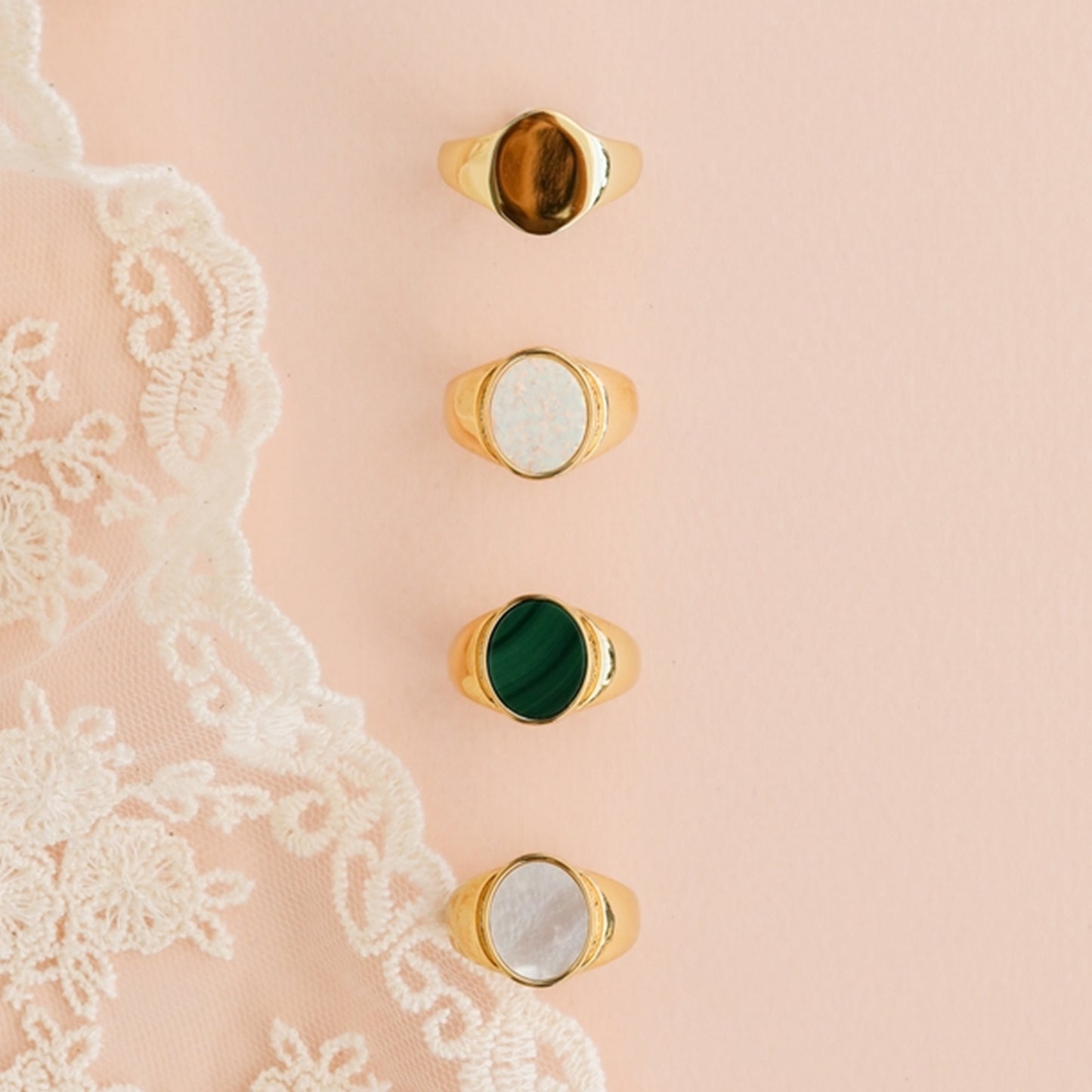Mother of Pearl Signet Ring