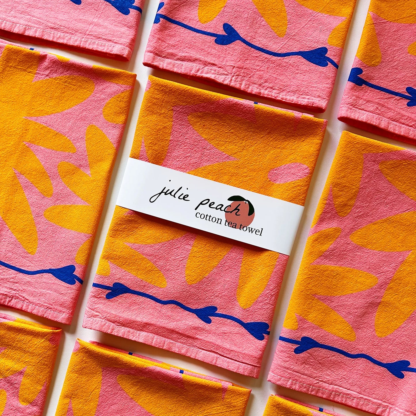 Pink Floral Splat Tea Towel