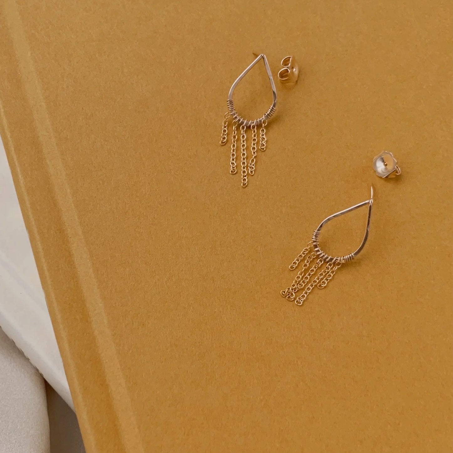 Pilar Studs with Chain - Gold Filled