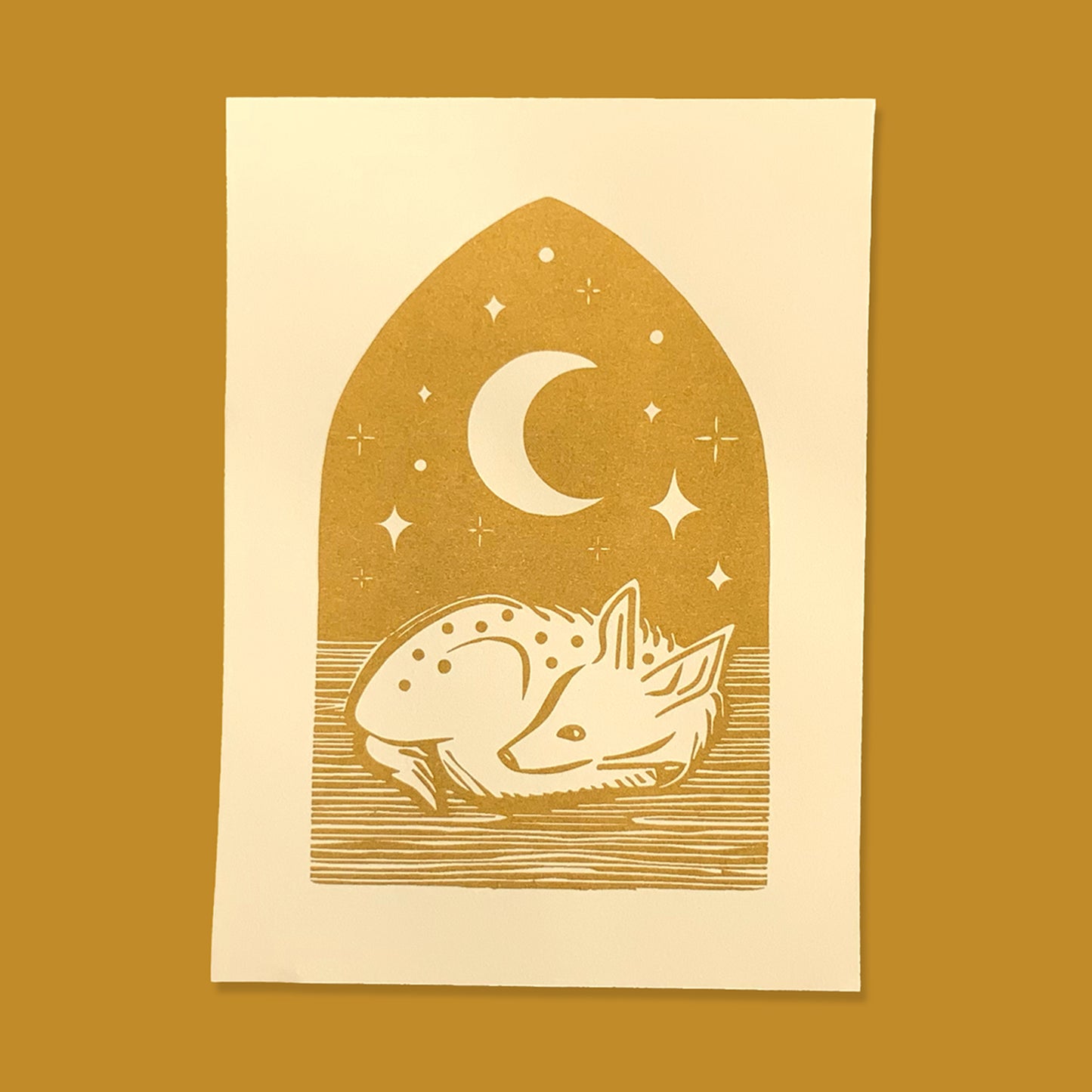 Wildkat Studio: Fawn & Moon Riso Print