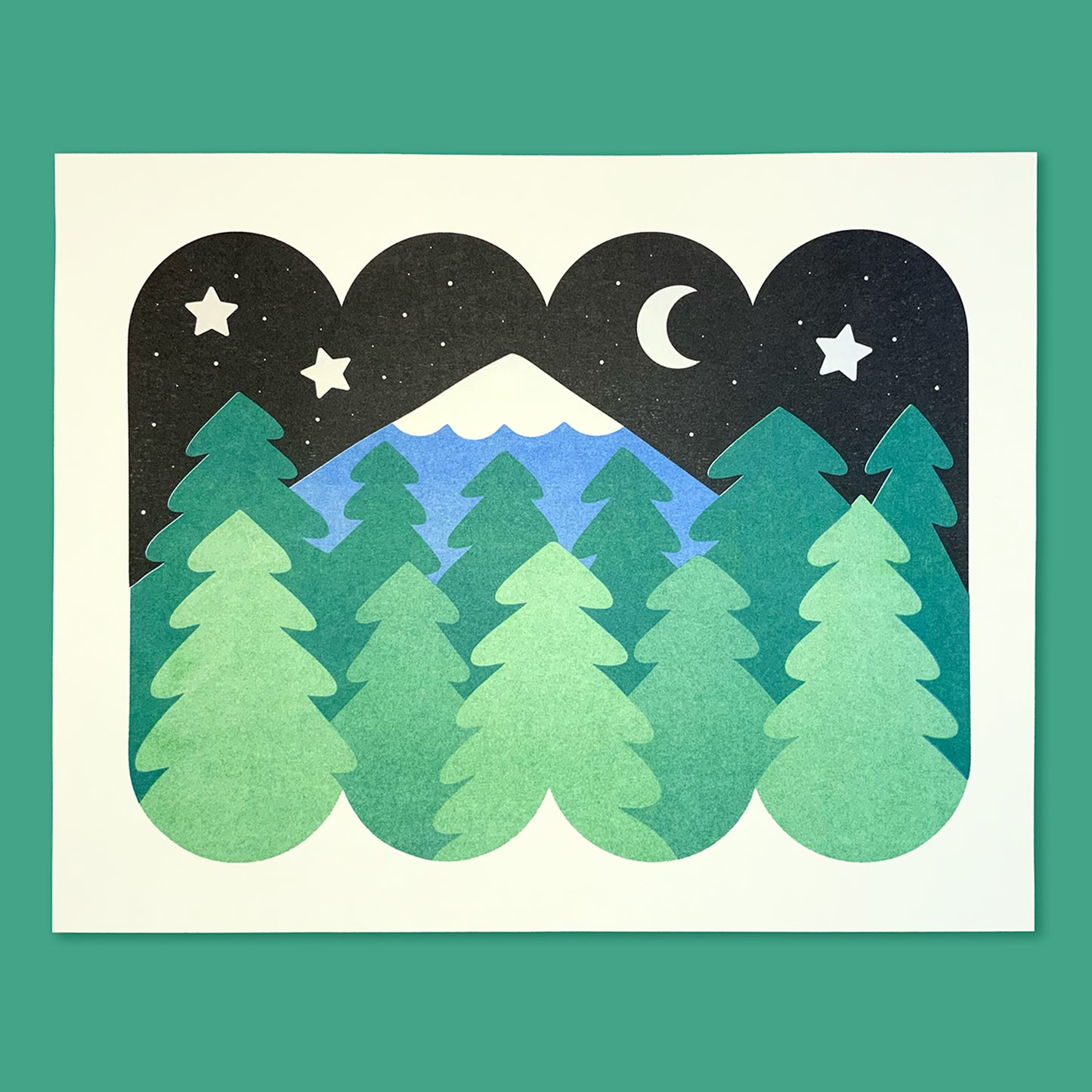 Wildkat Studio: Mountain & Trees Riso Print