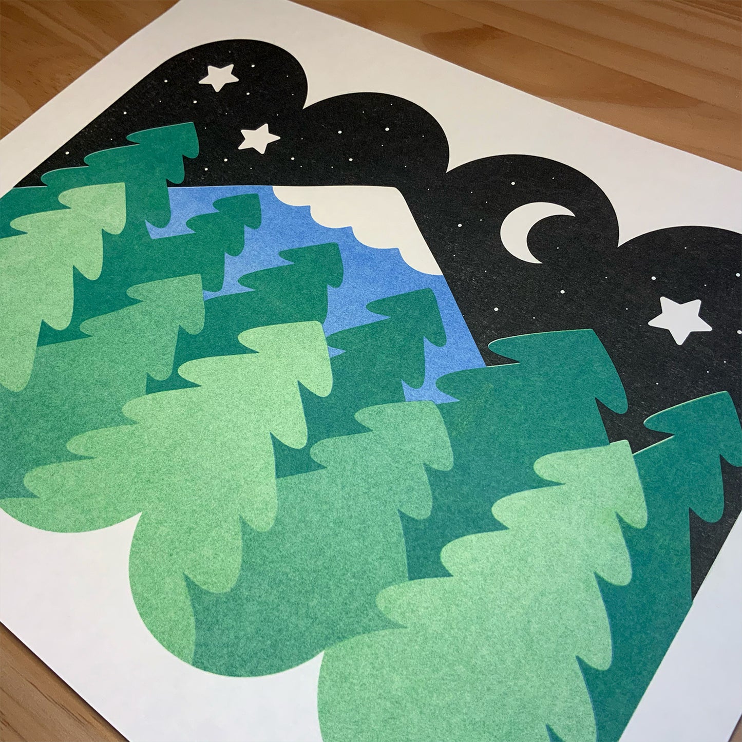 Wildkat Studio: Mountain & Trees Riso Print