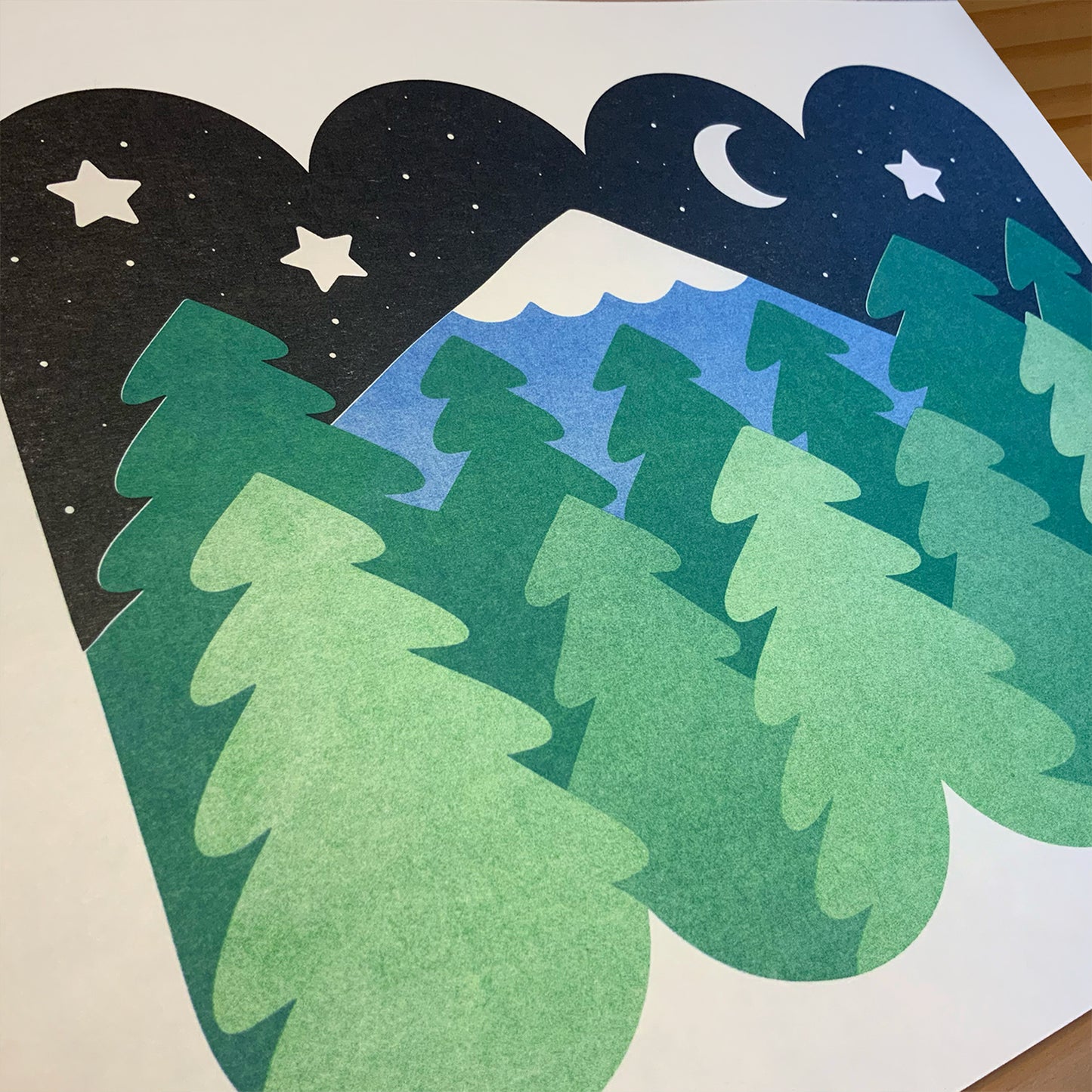 Wildkat Studio: Mountain & Trees Riso Print