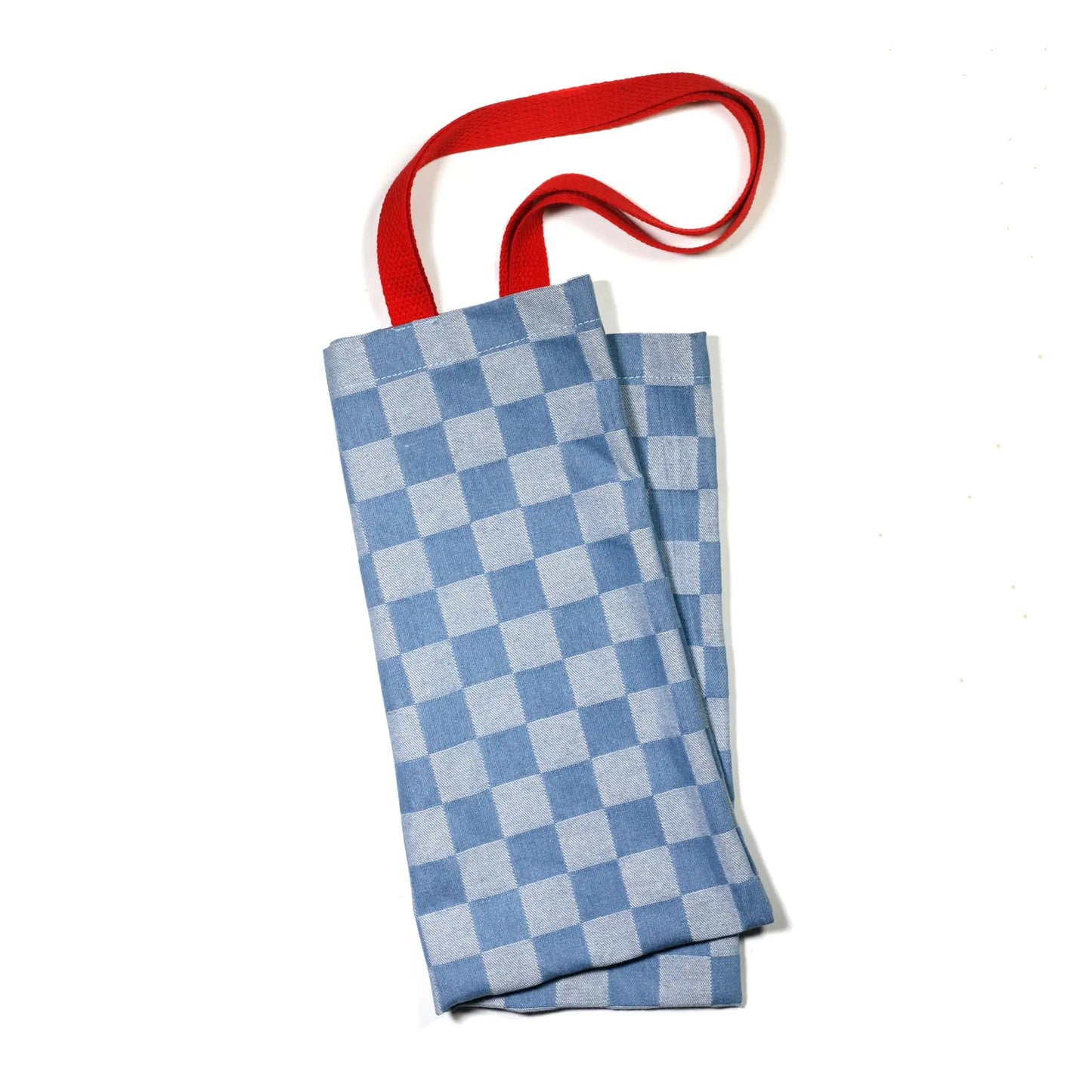 Check You Later Blue Denim Checkerboard Tote Bag