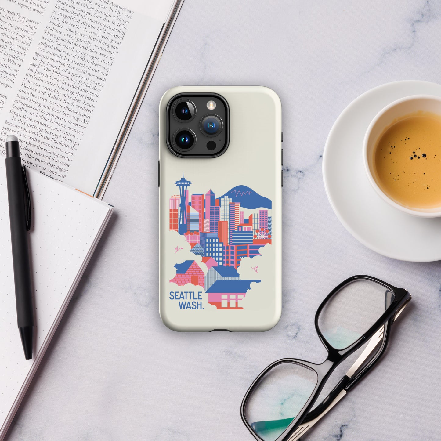 Seattle Skyline (Pink/Blue) Tough Case for iPhone 15 Pro Max