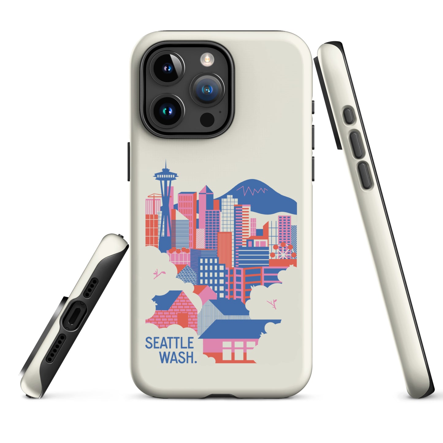 Seattle Skyline (Pink/Blue) Tough Case for iPhone 15 Pro Max