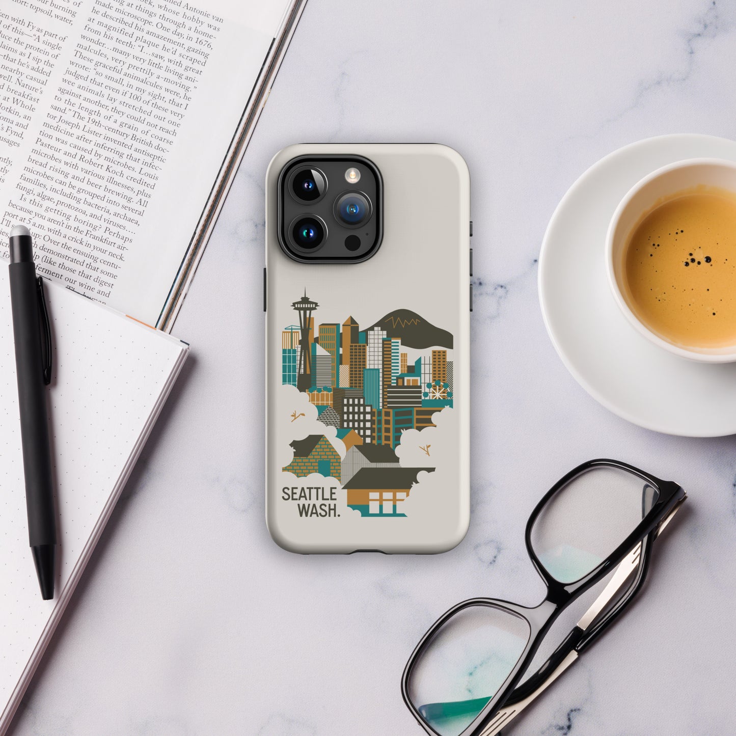 Seattle Skyline (Dark Mode) Tough Case for iPhone 15 Pro Max
