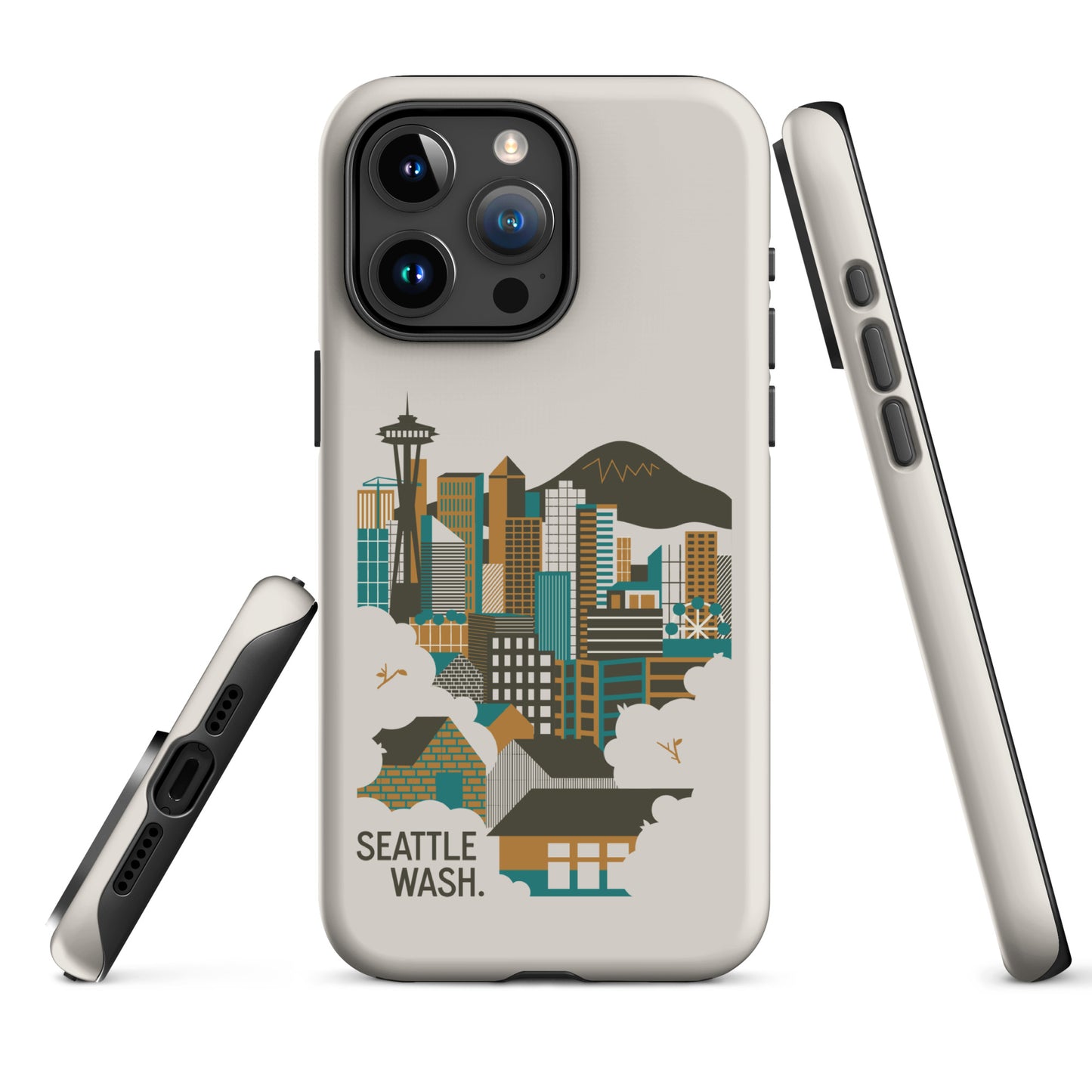 Seattle Skyline (Dark Mode) Tough Case for iPhone 15 Pro Max