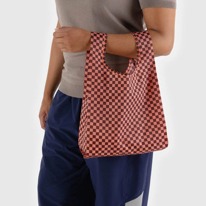 BAGGU Pink Brown Check Baby Baggu