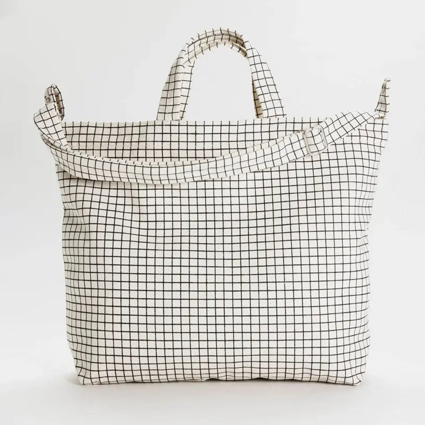 BAGGU Natural Grid Horizontal Zip Duck Bag