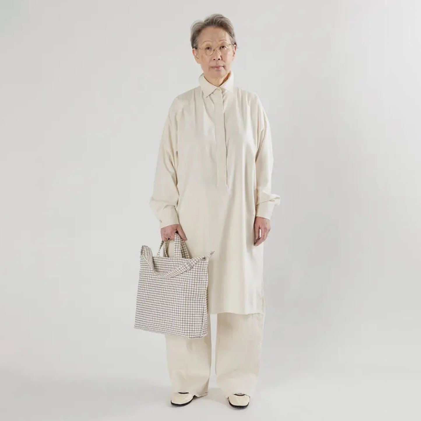 BAGGU Natural Grid Horizontal Zip Duck Bag