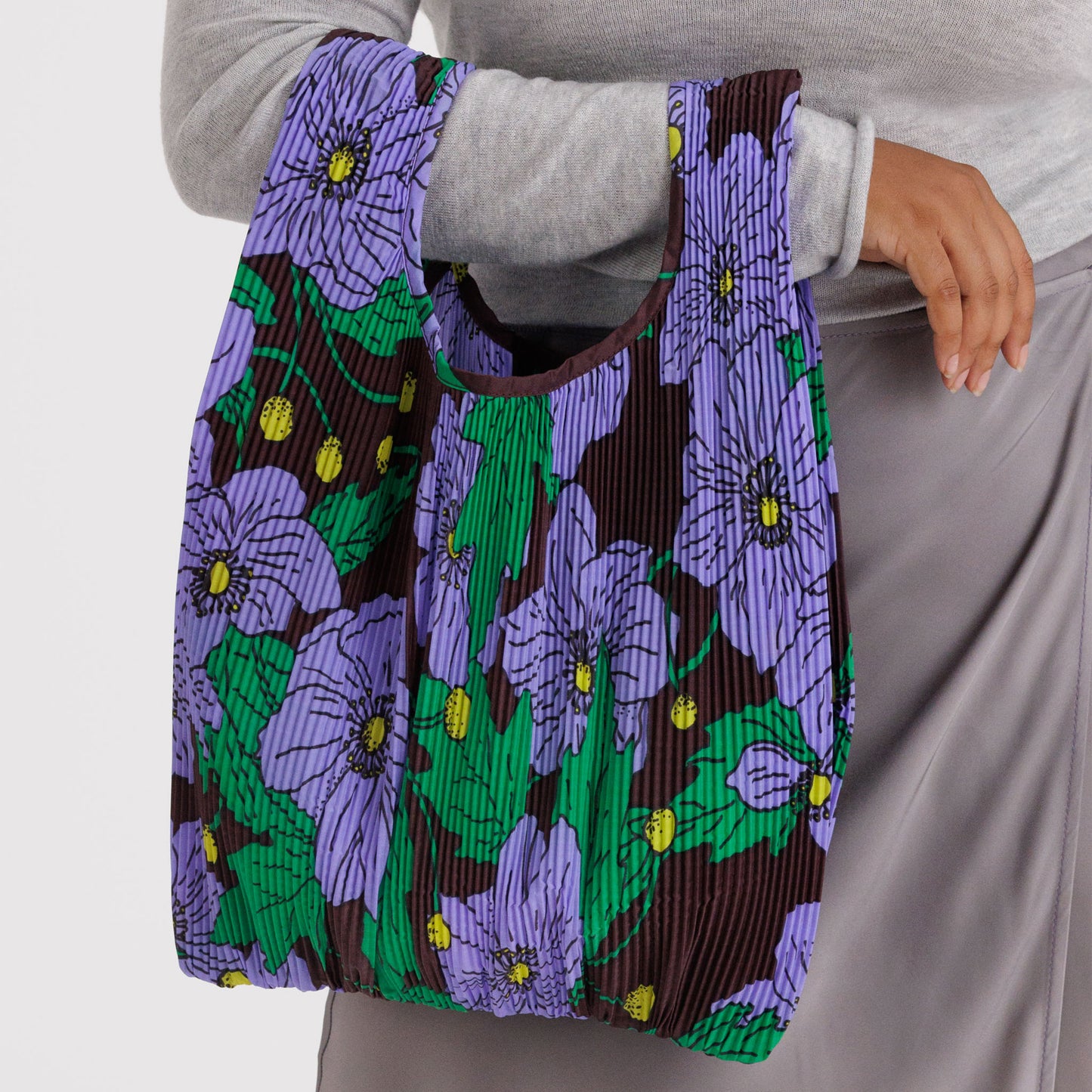 BAGGU Maroon Poppy Pleated Baggu