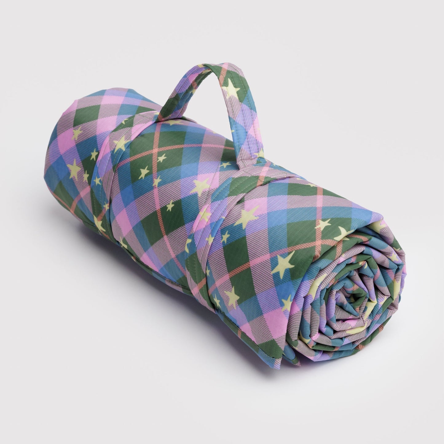 BAGGU Puffy Picnic Blanket: Green Star Plaid