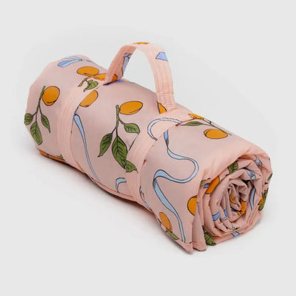 BAGGU Puffy Picnic Blanket: Apricots & Ribbons