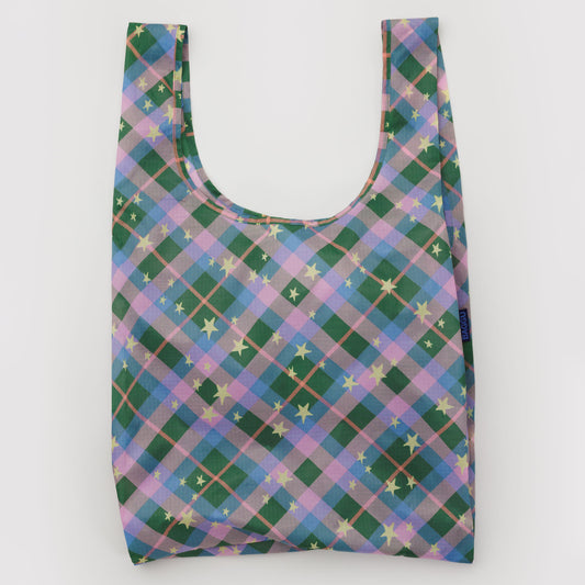 BAGGU Green Star Plaid Standard Baggu