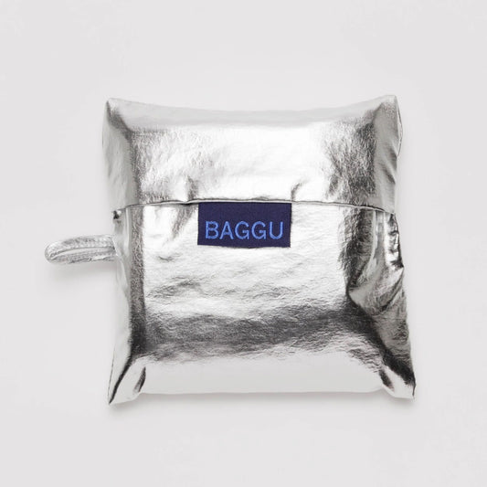 BAGGU Metallic Silver Standard Baggu