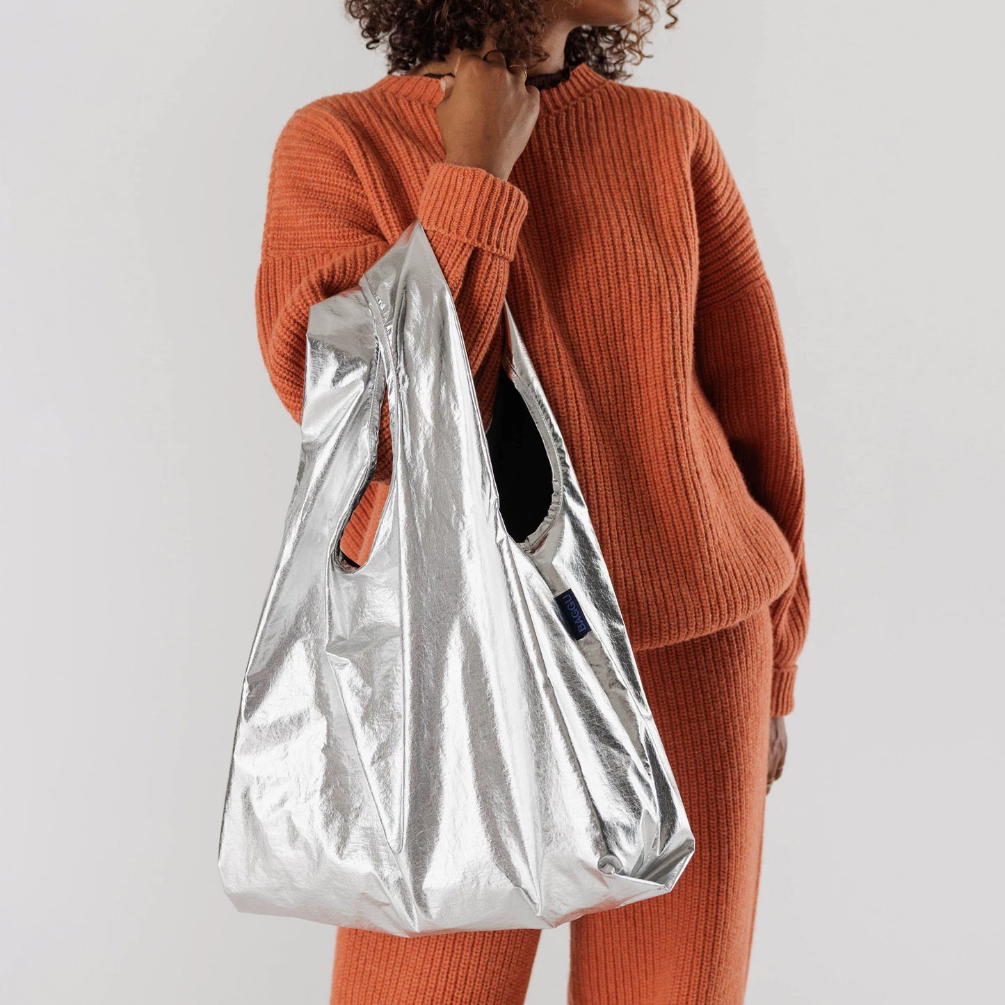 BAGGU Metallic Silver Standard Baggu