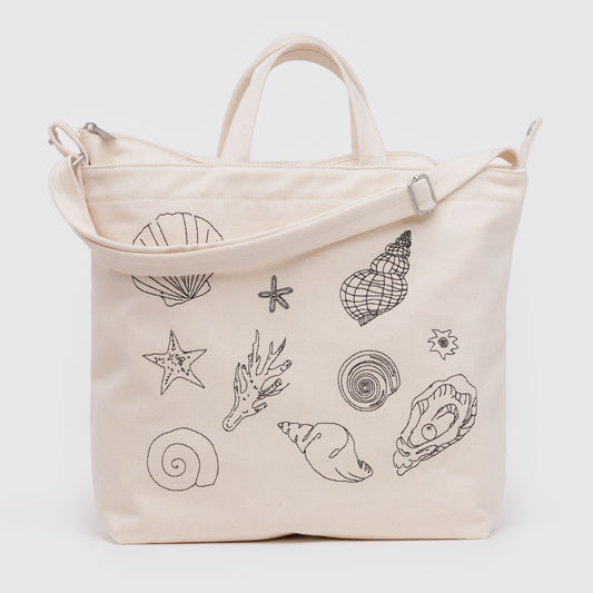 BAGGU Embroidered Shells Horizontal Zip Duck Bag