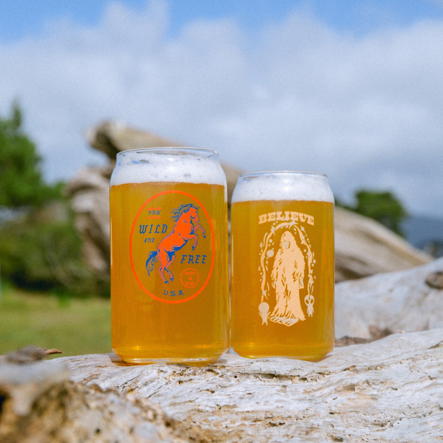 Believe Bigfoot Beer Can Glass