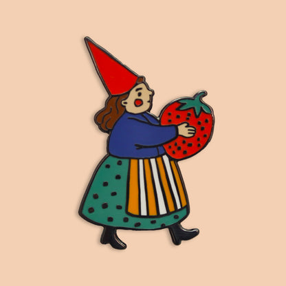 Phoebe Wahl: Strawberry Gnome Enamel Pin