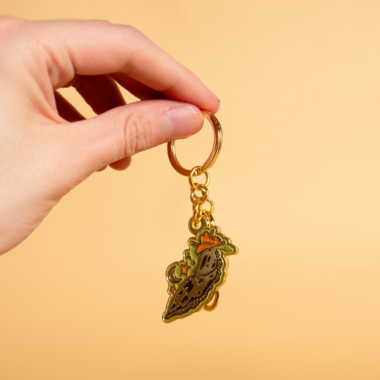 Banana Slug Cowboy Enamel Keychain