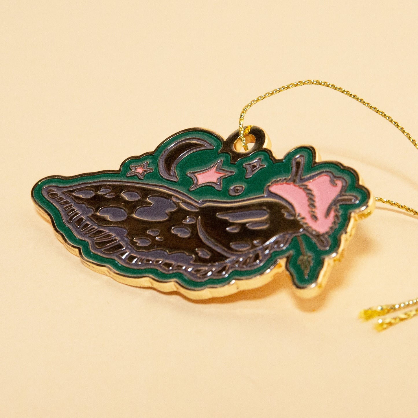 Banana Slug Cowboy Enamel Ornament