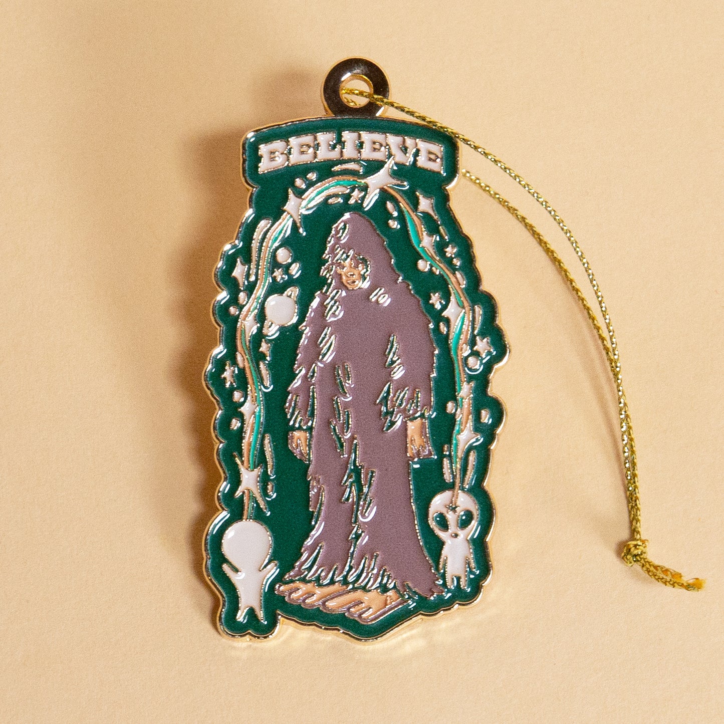 Believe Bigfoot Enamel Ornament