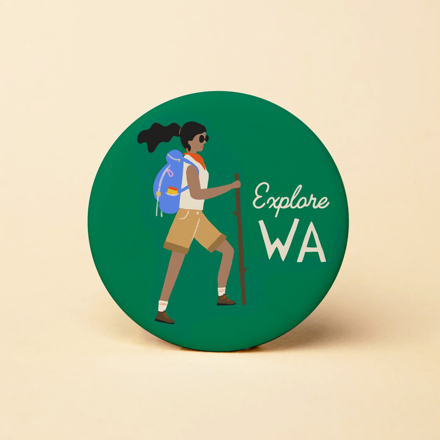 Explore WA Hiker Round Magnet