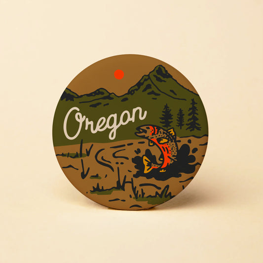 Oregon Trout Round Magnet