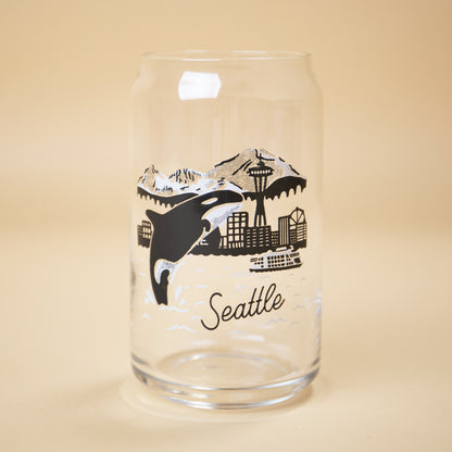 Seattle Orca Skyline Beer Can Glass