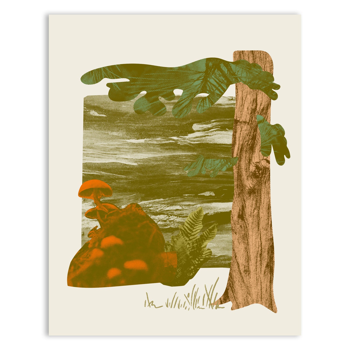 PNW Rainforest Collage Print