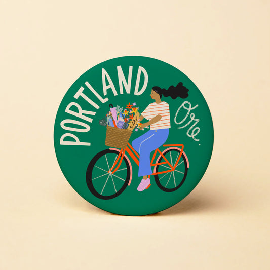 Portland Bike Ride Round Magnet