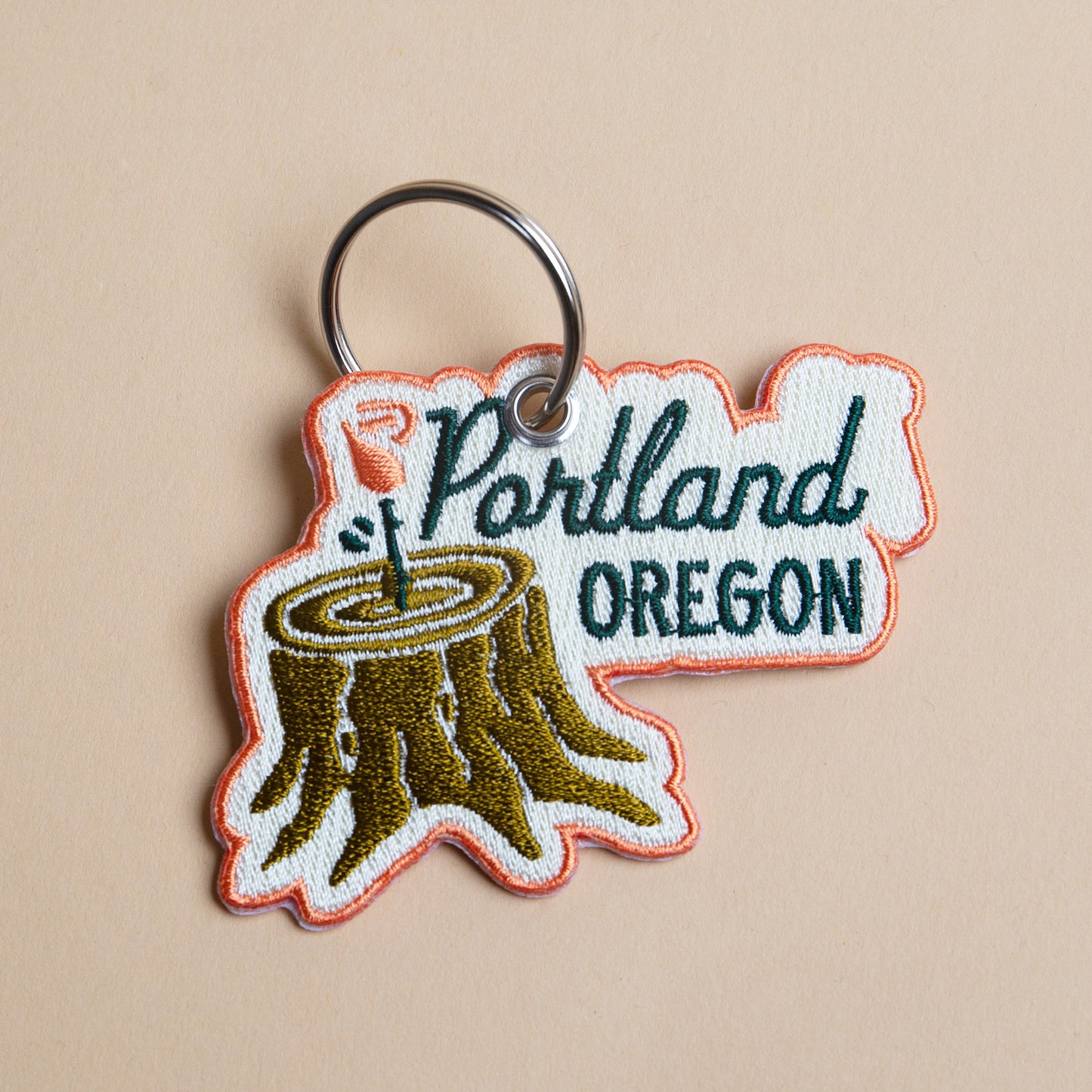 Portland Rose Stump Patch Keychain