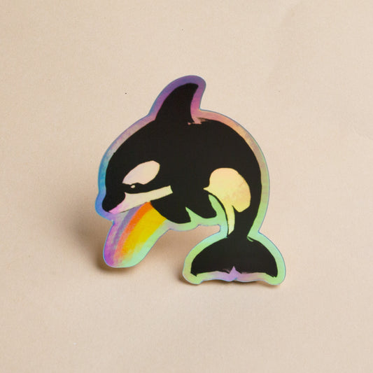 Rainbow Orca Sticker