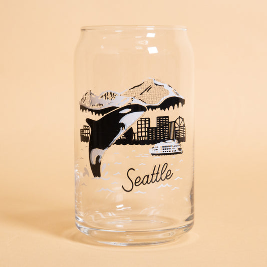Seattle Orca Skyline Beer Can Glass