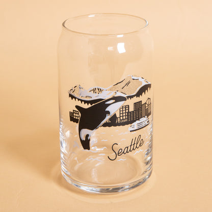 Seattle Orca Skyline Beer Can Glass