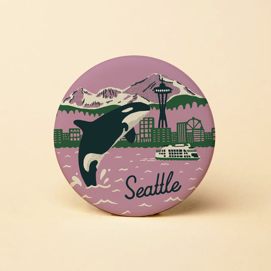 Seattle Orca Skyline Round Magnet