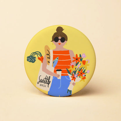 Seattle Shopper Round Magnet