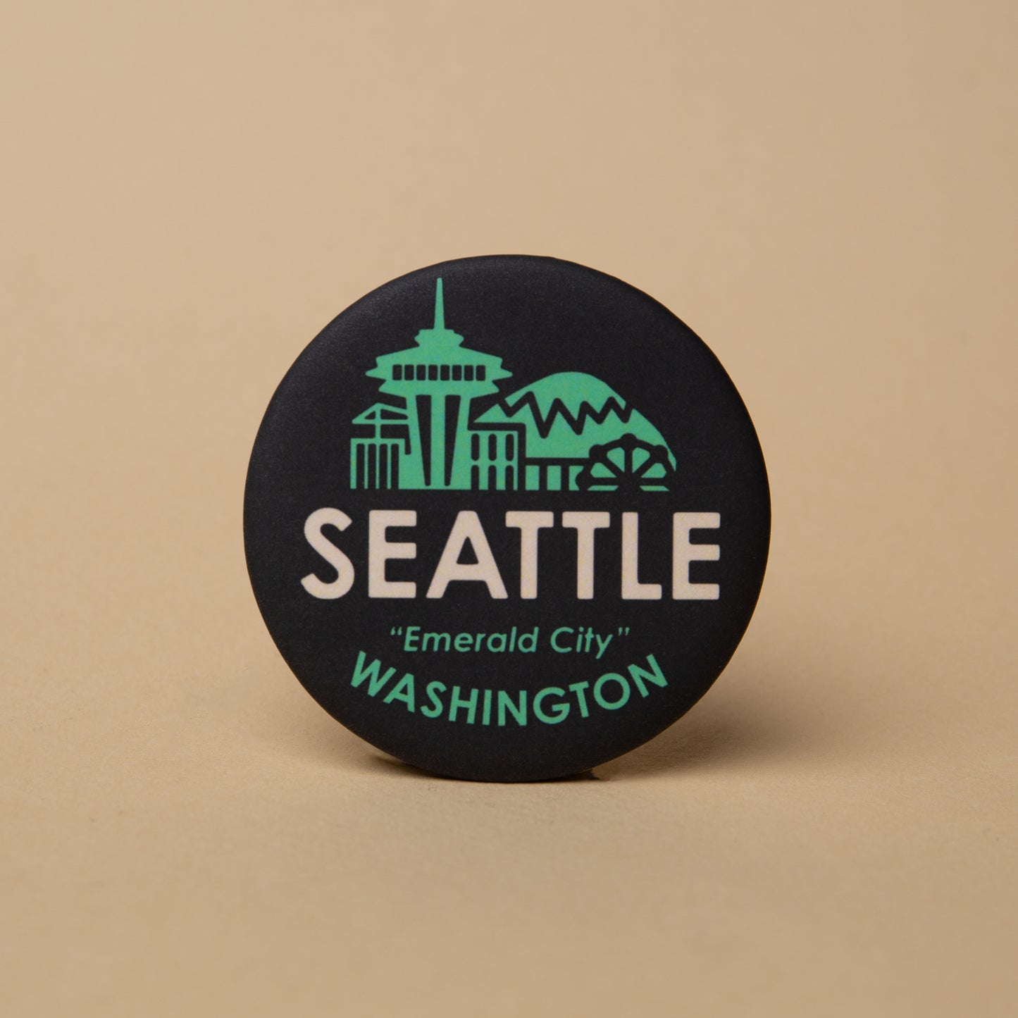 Emerald City Skyline Round Magnet