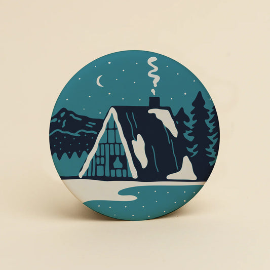 Snowy Cabin Coaster