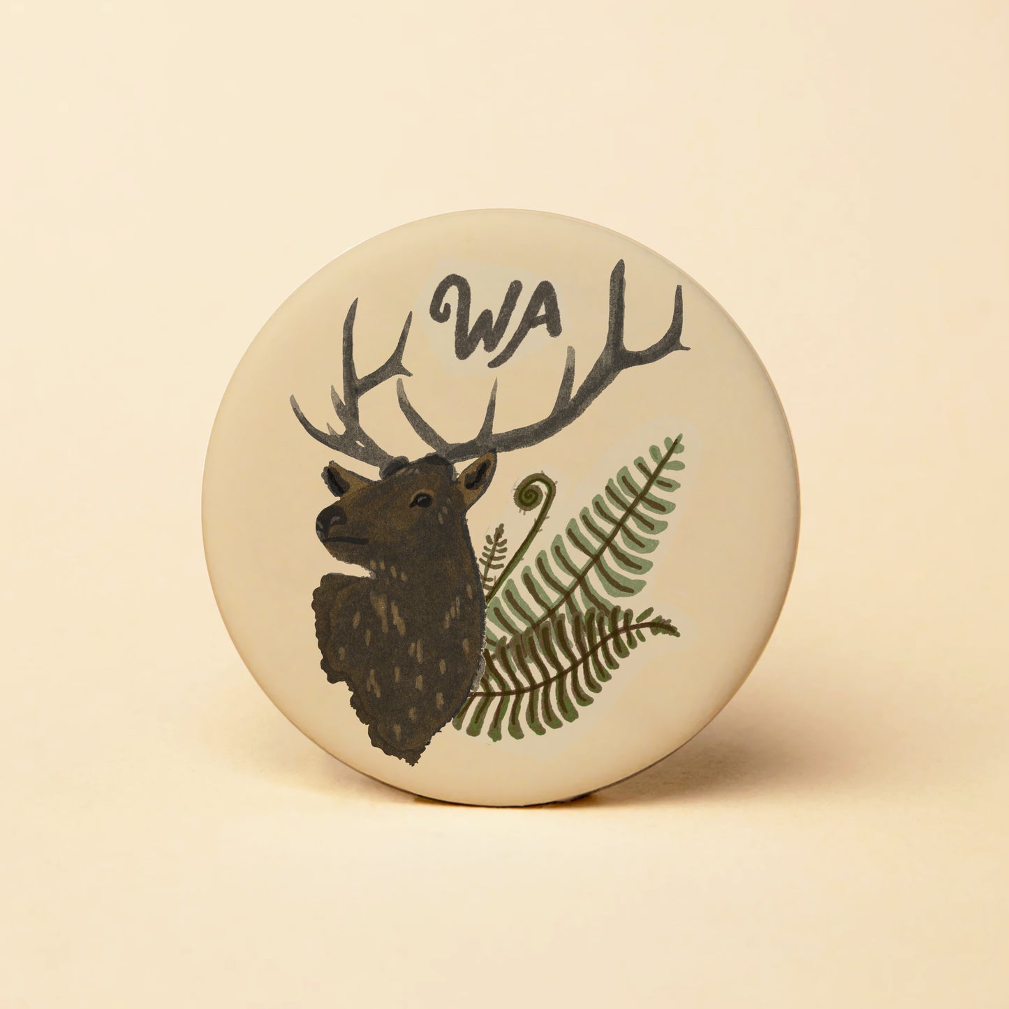 Washington Elk Round Magnet