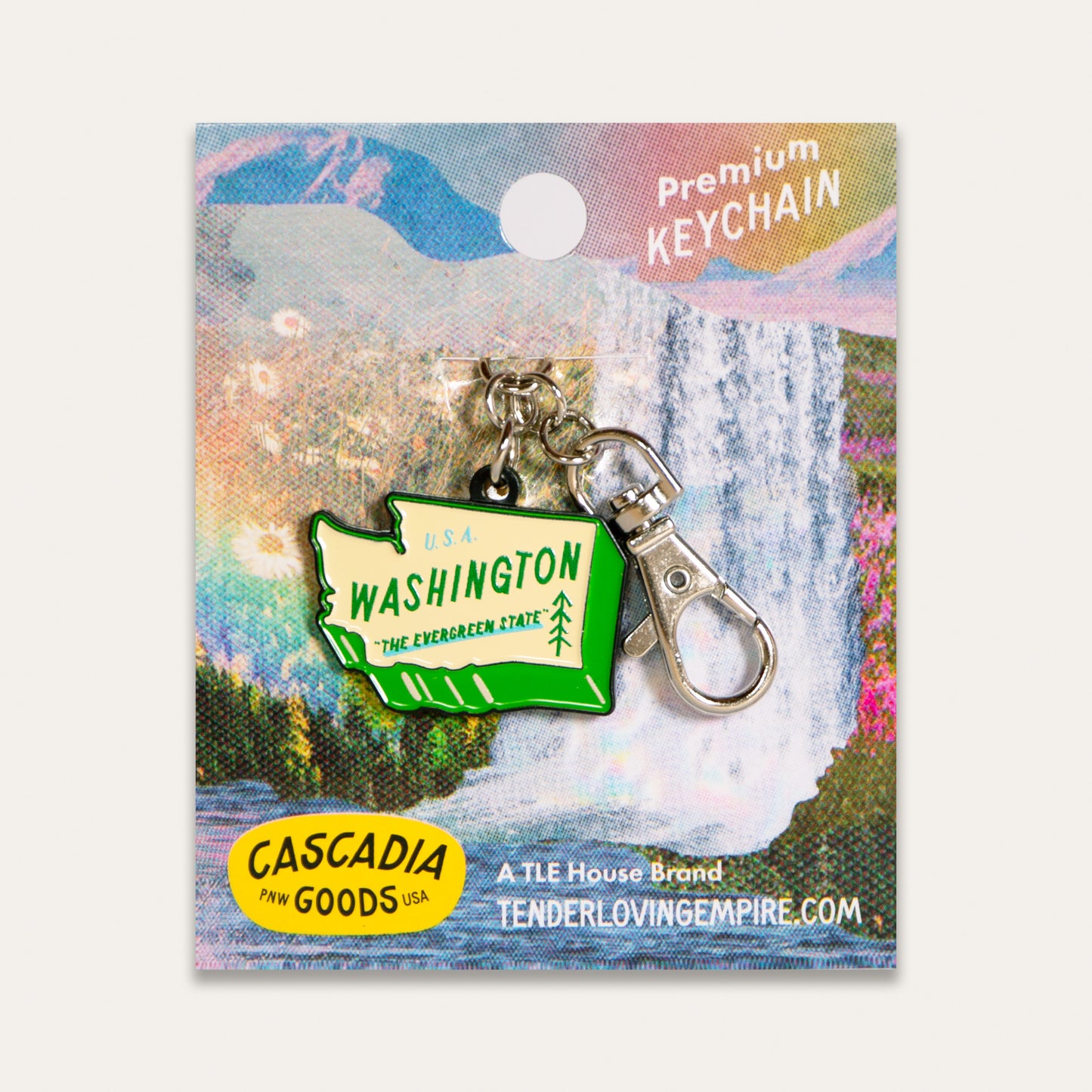 WA Evergreen Enamel Keychain