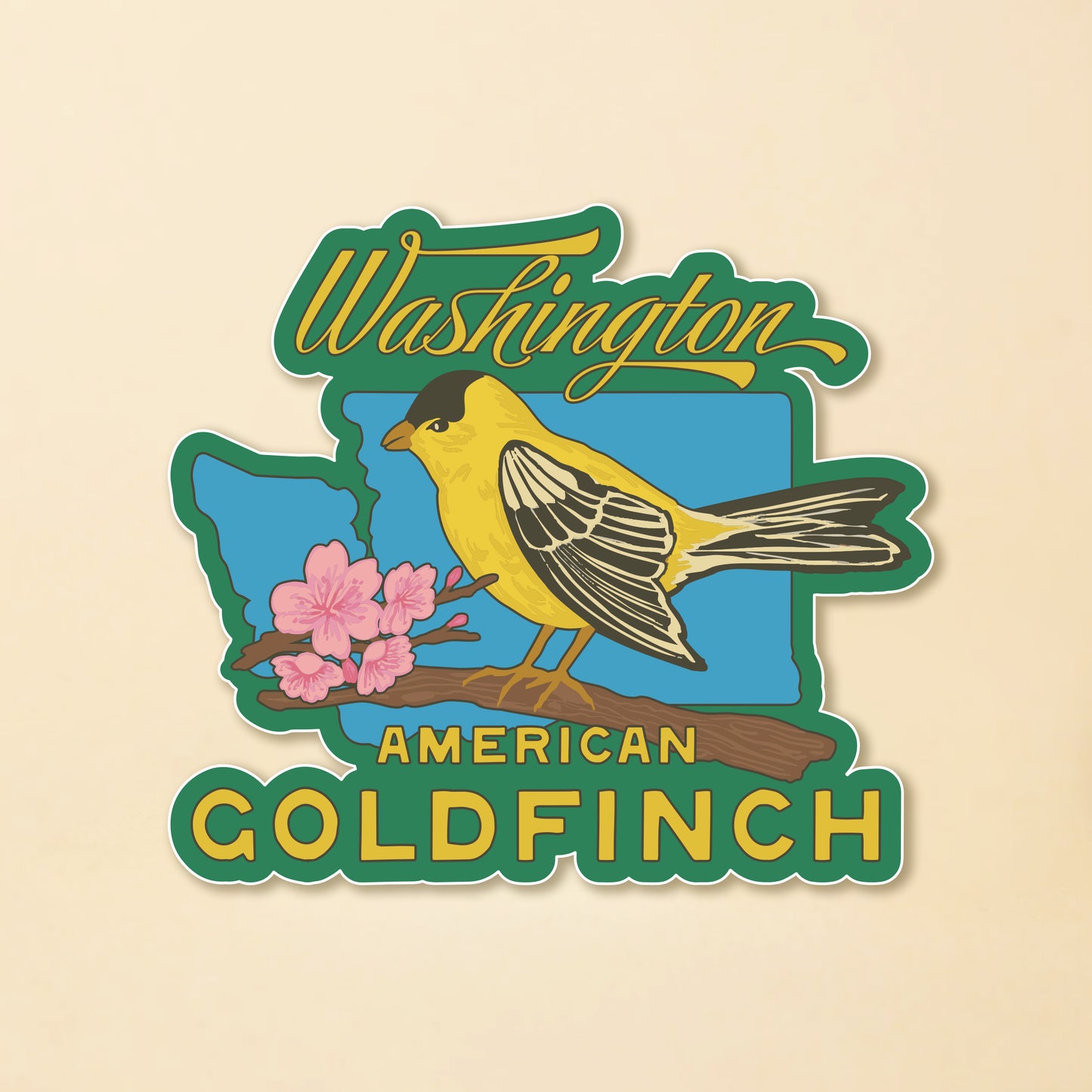 WA Retro American Goldfinch Sticker