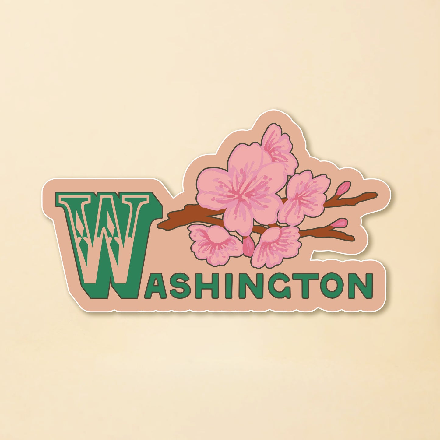 WA Retro Cherry Blossom Sticker