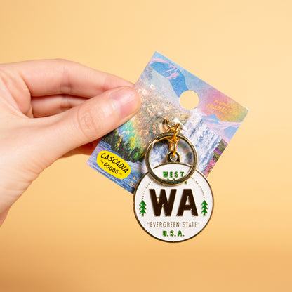 WA Round Enamel Keychain